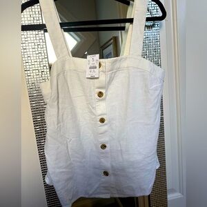 J. Crew White Button-Front Tank Top